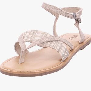 Toms Lexie Novelty Tribal Beige/White Canvas Sandal. Sz 7.5 Excellent Condition!